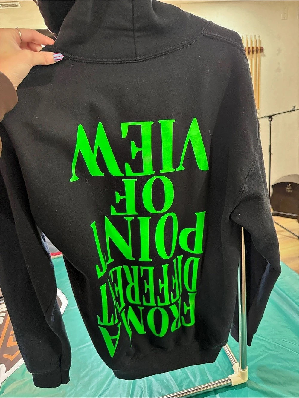 Graphic Hoodie in Black & Green Like New